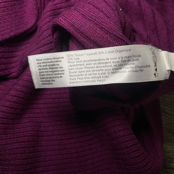 Eileen Fisher Womens Sz L Ribbed Purple Oversized Sustainable Silk Sweater, EUC - Picture 2 of 6